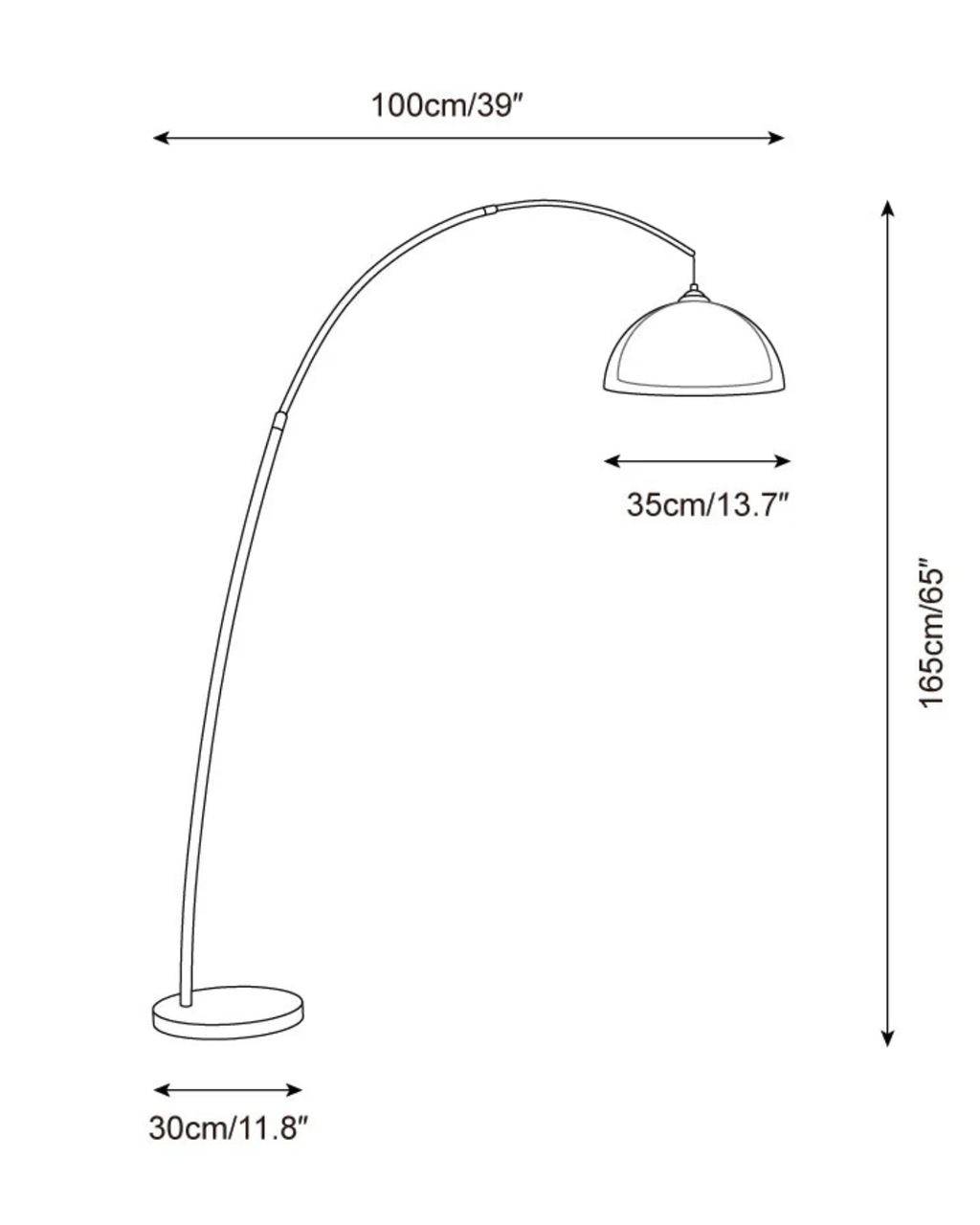Lampadaire Ventoro Arc - Lampadaire moderne avec abat-jour en dôme chaud pour le salon