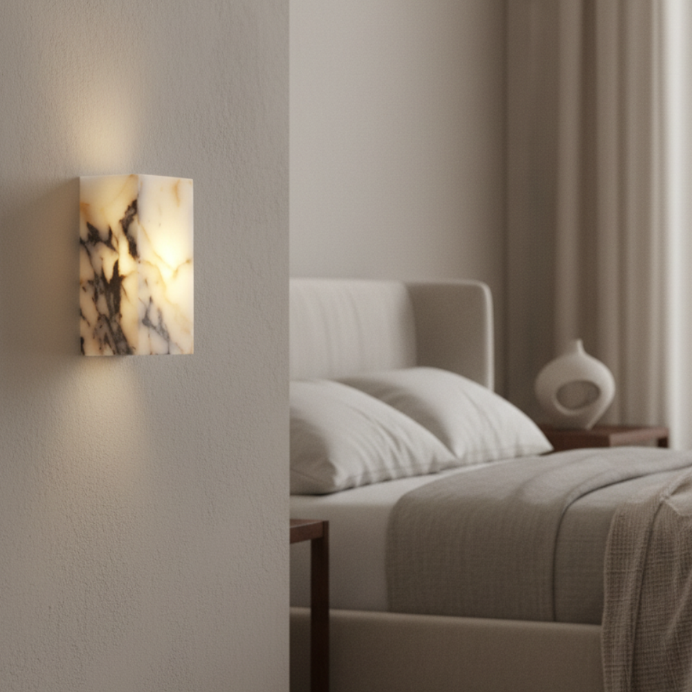 Applique Murale en Marbre Scandinave - Applique en Marbre Naturel avec LED Intégrée