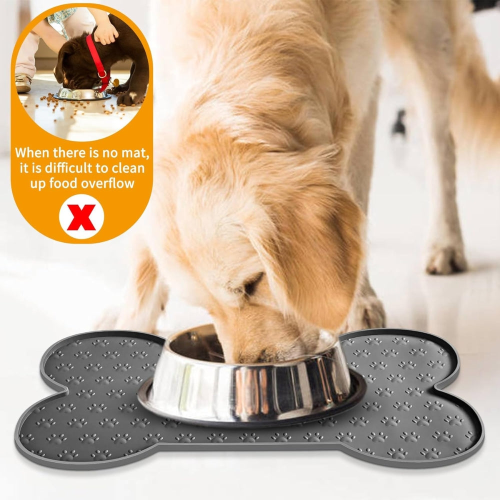 Tapis de Nourriture en Silicone en Forme d'Os pour Animaux
