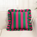 Housse de Coussin à Volants Rayée Rétro