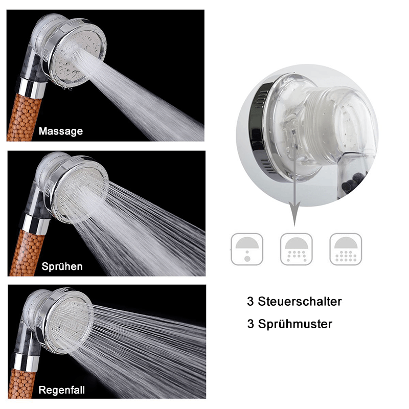 Douchette Premium avec filtre à ions, économique en eau et avec pression d'eau réglable