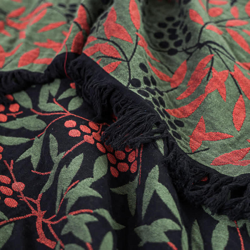 Couverture en Coton à Franges de Fruit de Bégonia Vibrant
