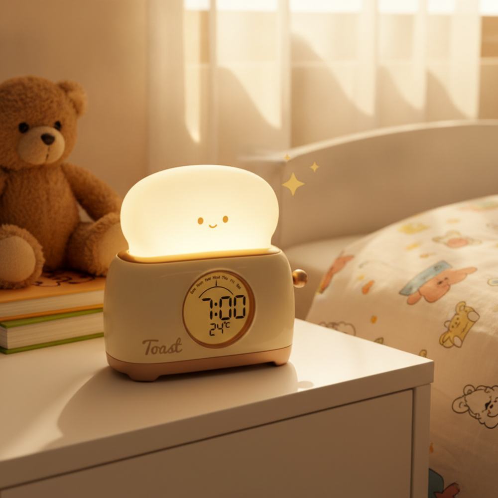 Réveil Numérique Toastie avec Veilleuse et Affichage de Température pour Enfants