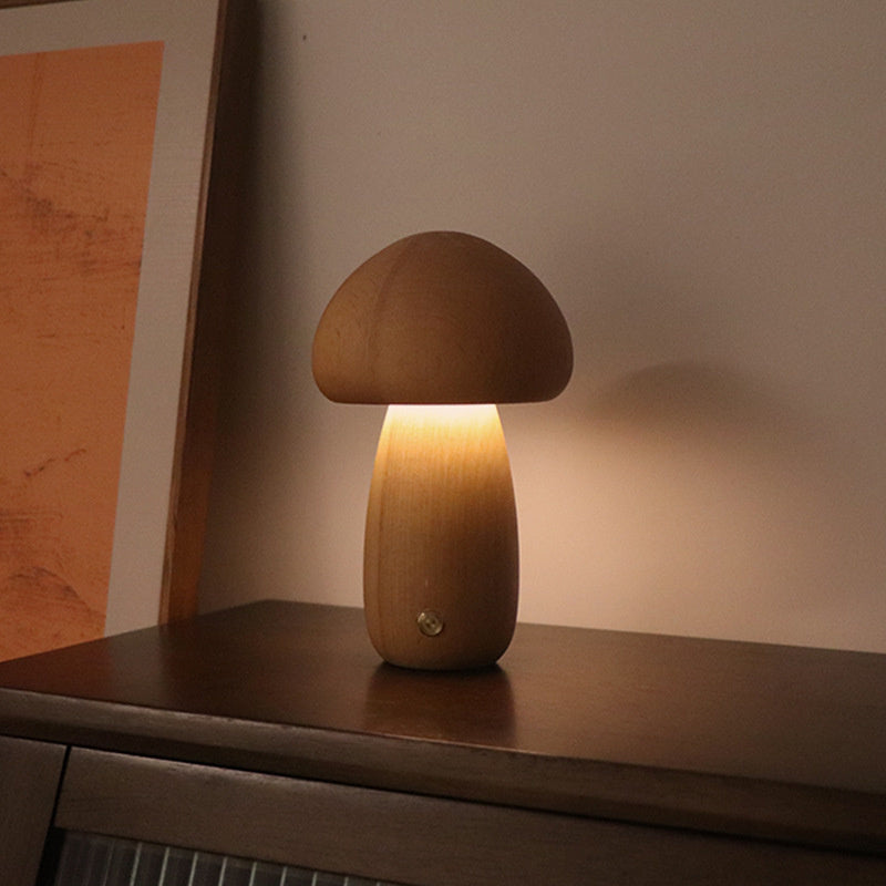 Lampe de table Vintage en bois Champignon