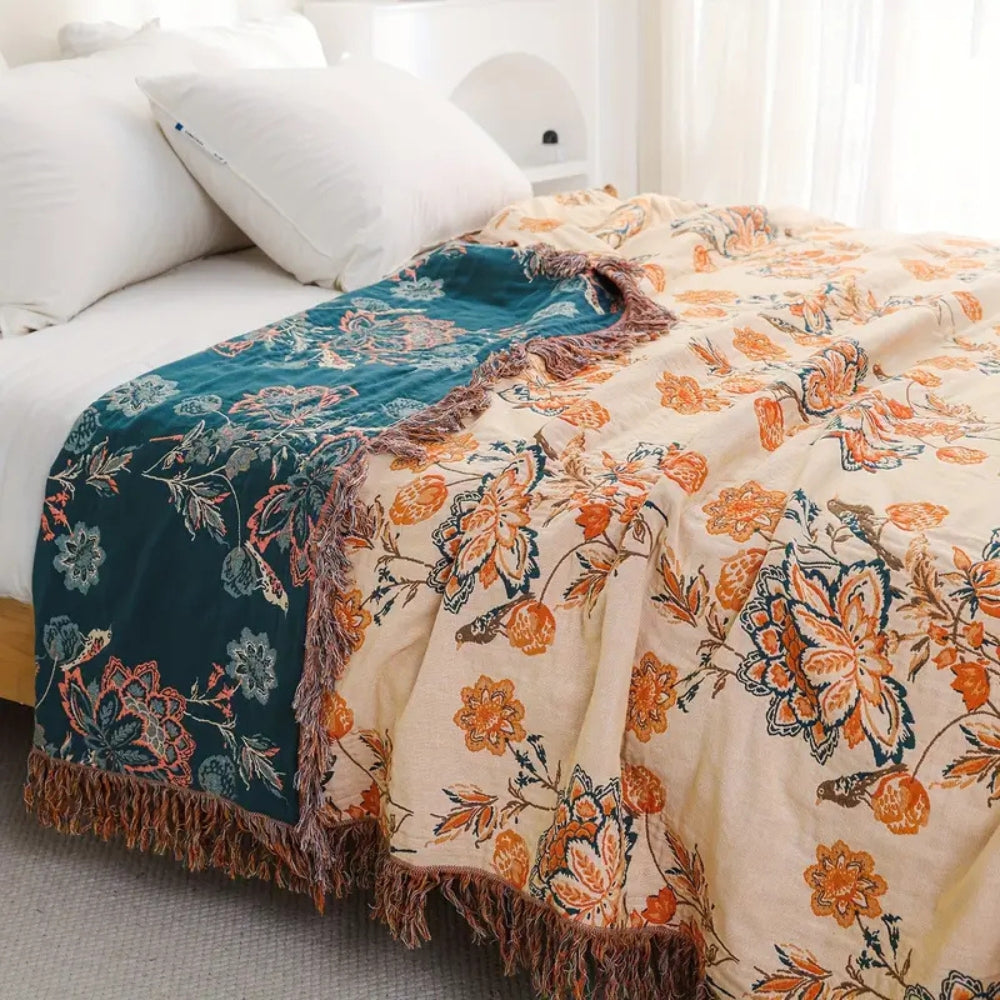 Couverture en Coton Boho Rustique et Confortable