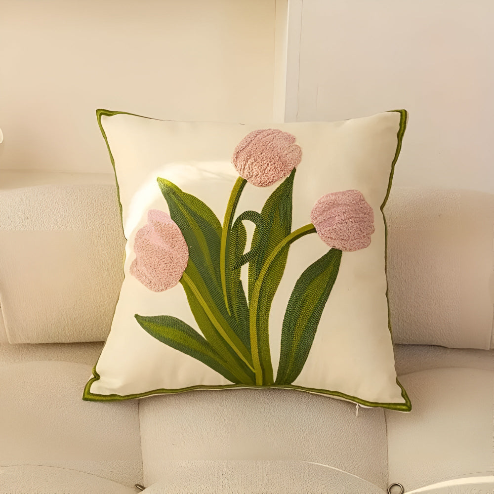 Housse de Coussin Tulipe Fleurie