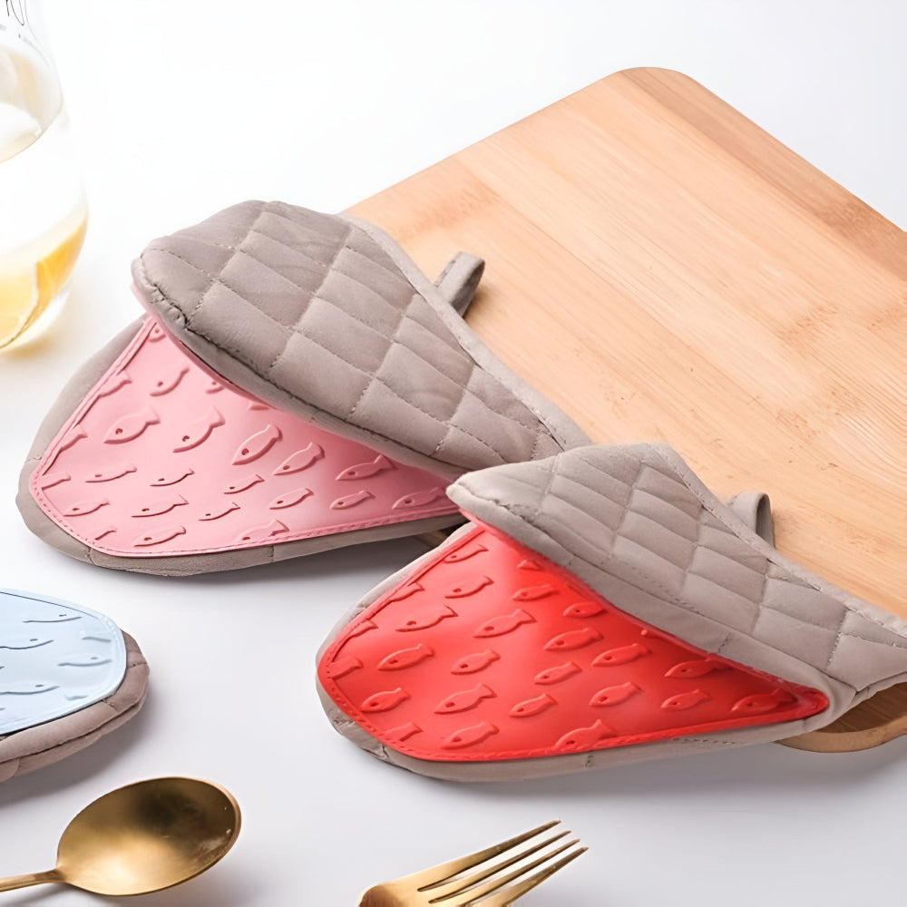Gants de Cuisine Isolants en Silicone Matelassés