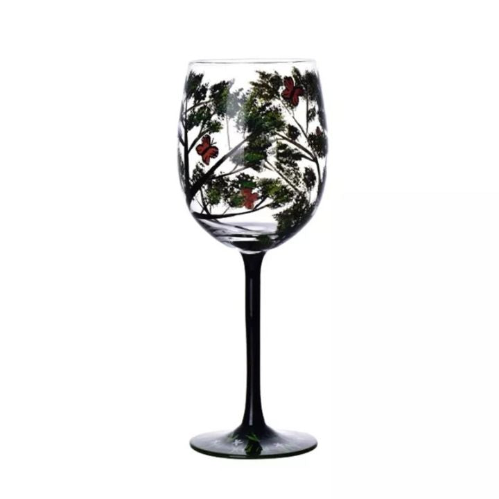 VinoVerve | Verre à vin des Quatre Saisons - Verres Artistiques Peints à la Main