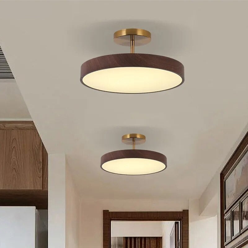 Fjell – Lampe de plafond scandinave avec effet bois et cadre doré