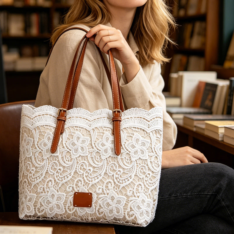 Amara™ | Grand Sac Tote en Dentelle au Style Vintage