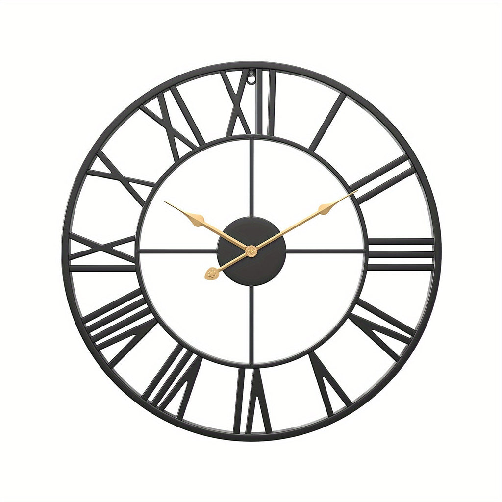 SERENETIME - Horloge Murale Ronde Vintage Silencieuse avec Cadre Métallique pour Chambre