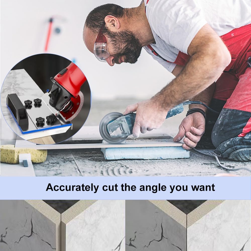 ExactEdge™ | Support de meuleuse d'angle pour coupes de carrelage à 45° – Bords propres & précis