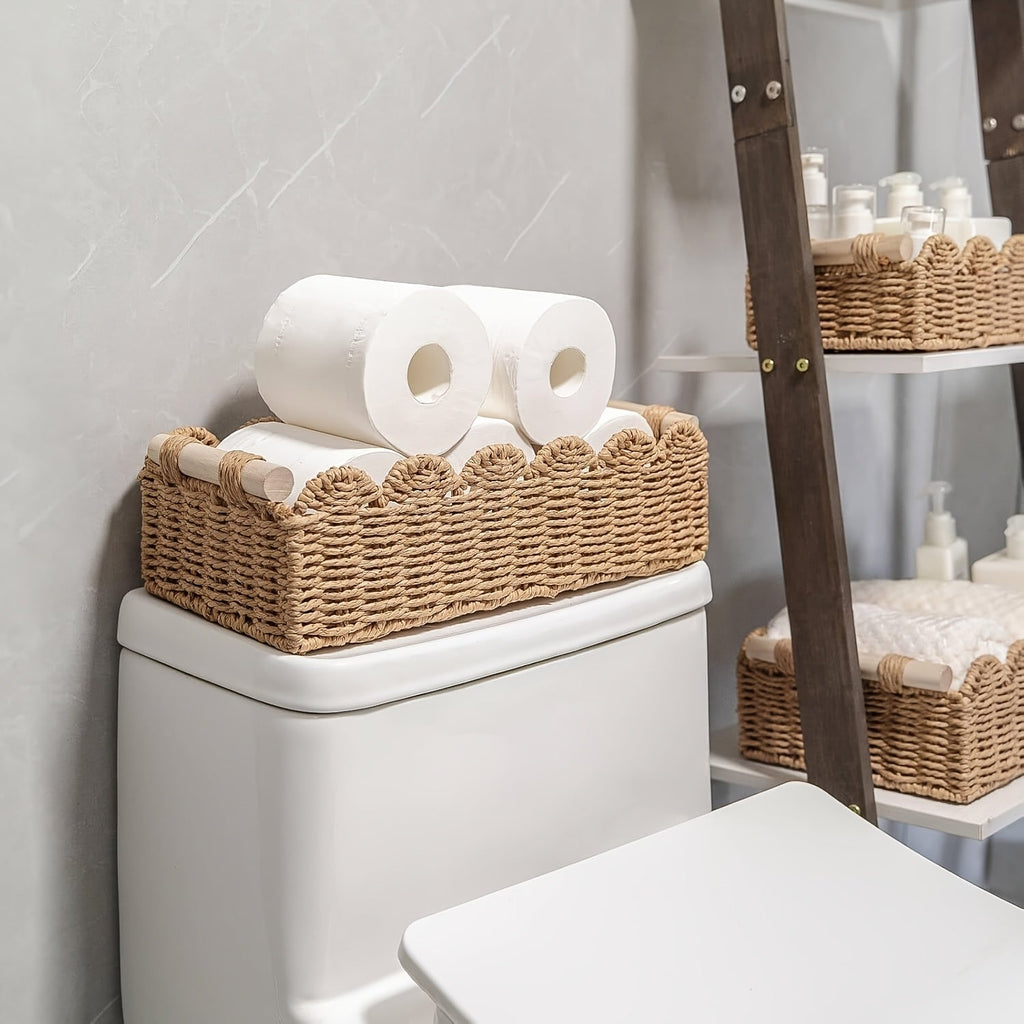 Panier de Rangement Tissé Boho avec Bord en Éventail – Décoratif et Pratique pour Tout Intérieur