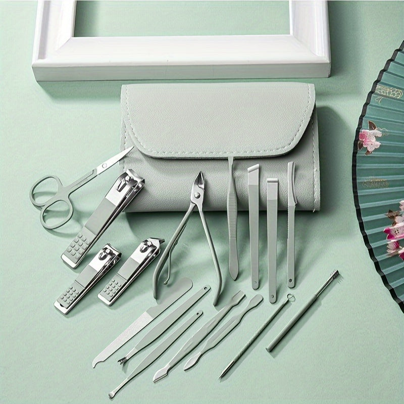 TRIMFORGE – Ensemble d'outils de manucure et pédicure en acier inoxydable de 16 pièces