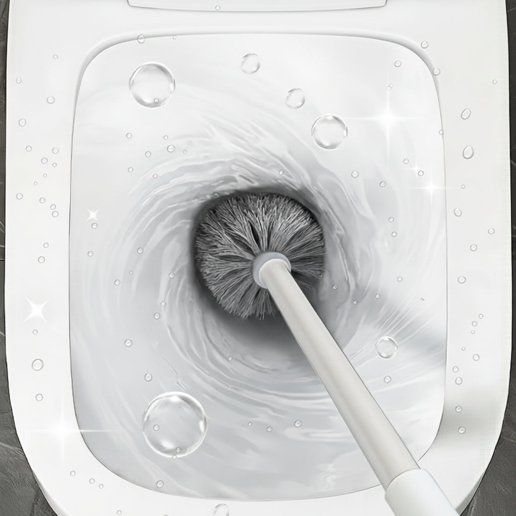 BRISTLEPRO - Brosse de Toilette à Long Manche & Support, Outil de Nettoyage Essentiel