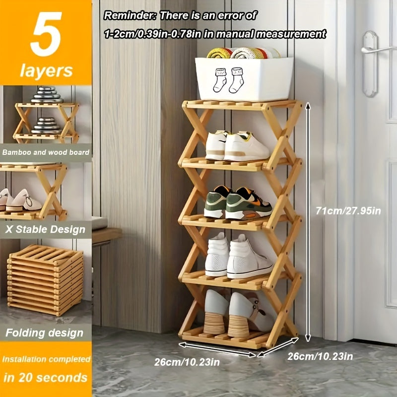 Étagère à Chaussures en Bambou Intelligent – Compacte et Pratique pour Chaque Entrée