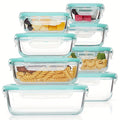 Pack de 8 Contenants Alimentaires en Verre – Boîtes Bento hermétiques pour Meal Prep avec Couvercles étanches, Résistantes au Micro-ondes, Four, Congélateur et Lave-vaisselle, Sans BPA