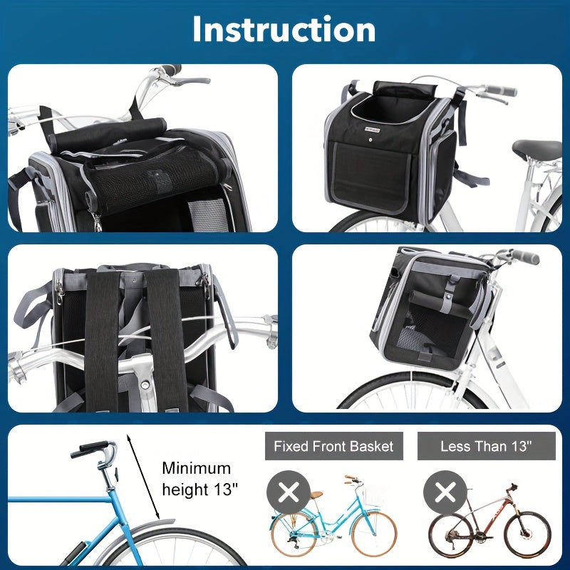 Panier de vélo extensible pour animaux de compagnie – Confortable et sûr pour les petits chiens et chats