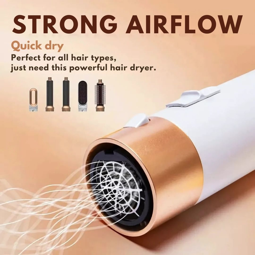 Sèche-cheveux 5-en-1 avec technologie à air pour un coiffage facile