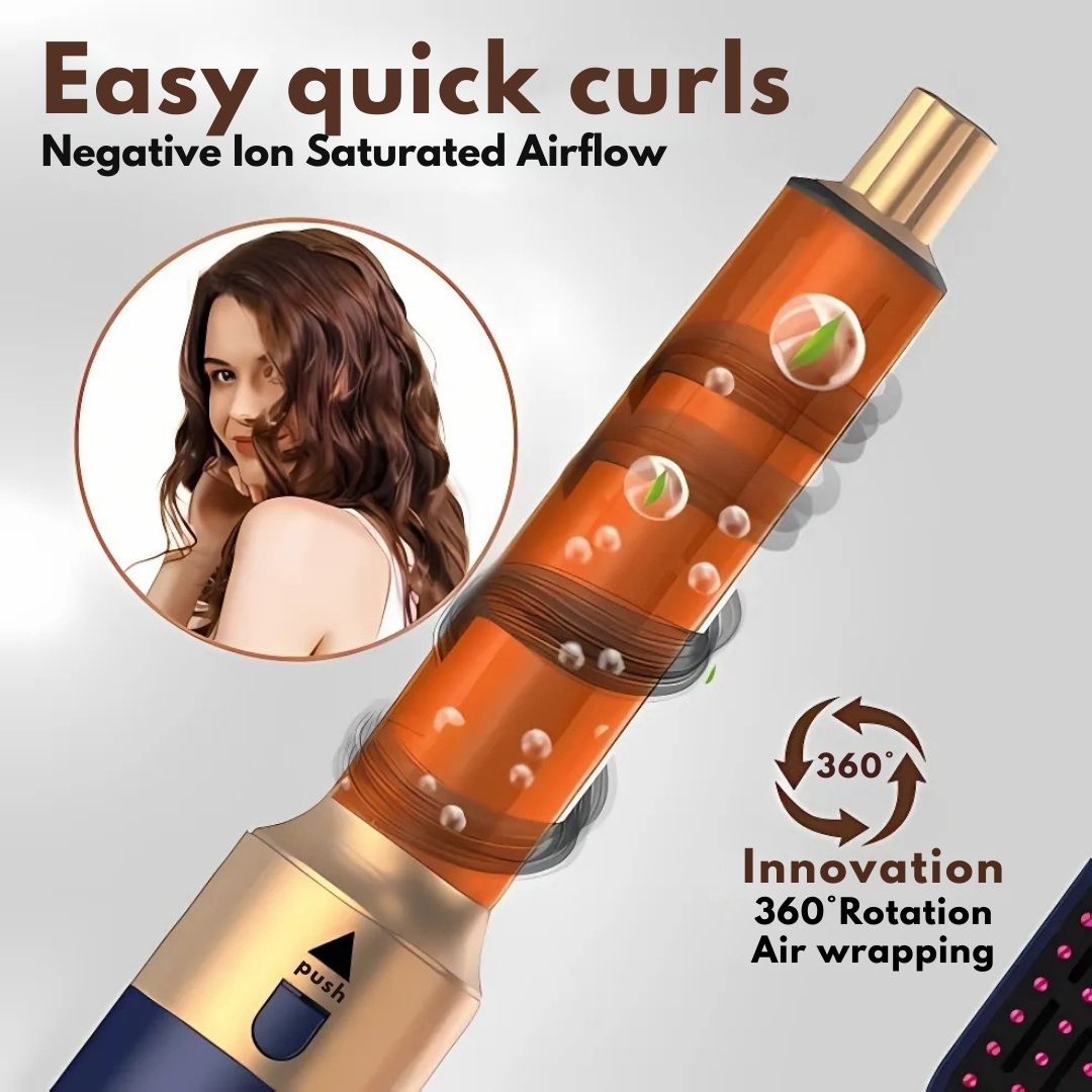 Sèche-cheveux 5-en-1 avec technologie à air pour un coiffage facile