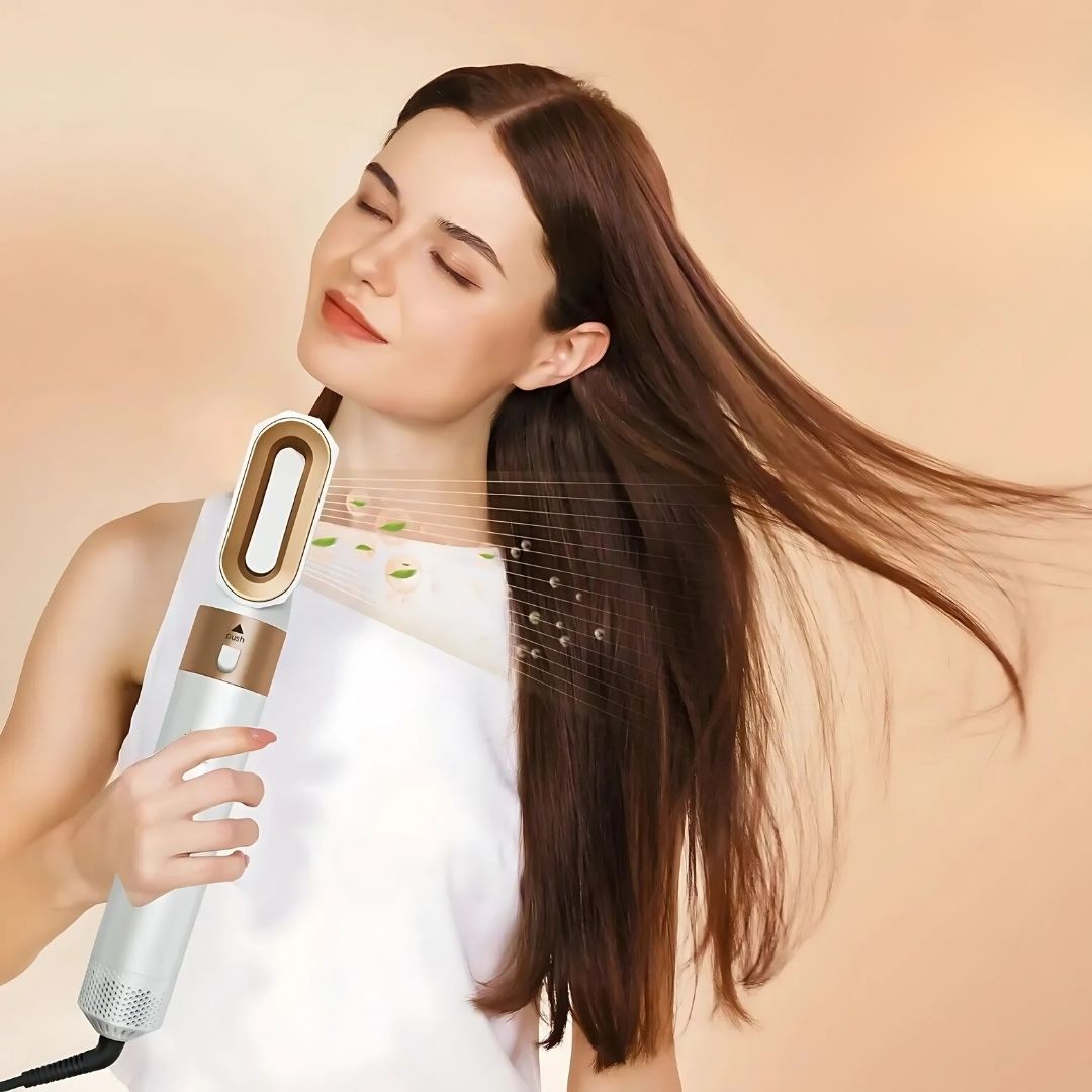Sèche-cheveux 5-en-1 avec technologie à air pour un coiffage facile