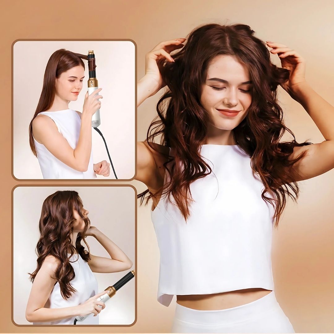 Sèche-cheveux 5-en-1 avec technologie à air pour un coiffage facile