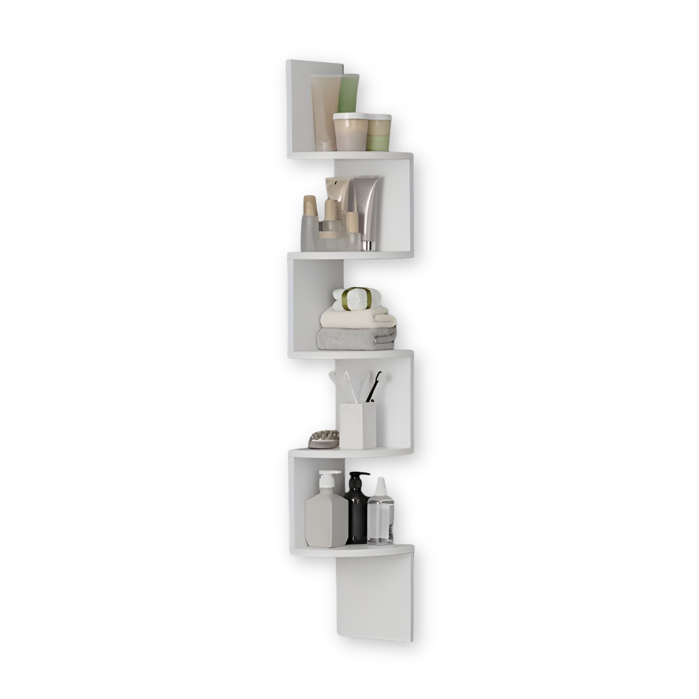 Étagère d'angle en bois – Étagère murale rustique à 5 niveaux pour le rangement