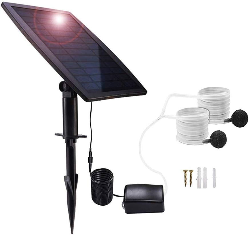 Kit de pompes à air alimentées par énergie solaire 2,5 W avec tuyaux et pierres