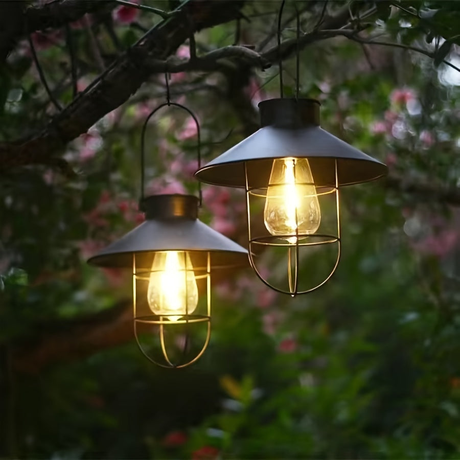 Ensemble de 2 Lanternes Solaires Rétro – Lampes Suspendues Vintage pour Jardin et Balcon