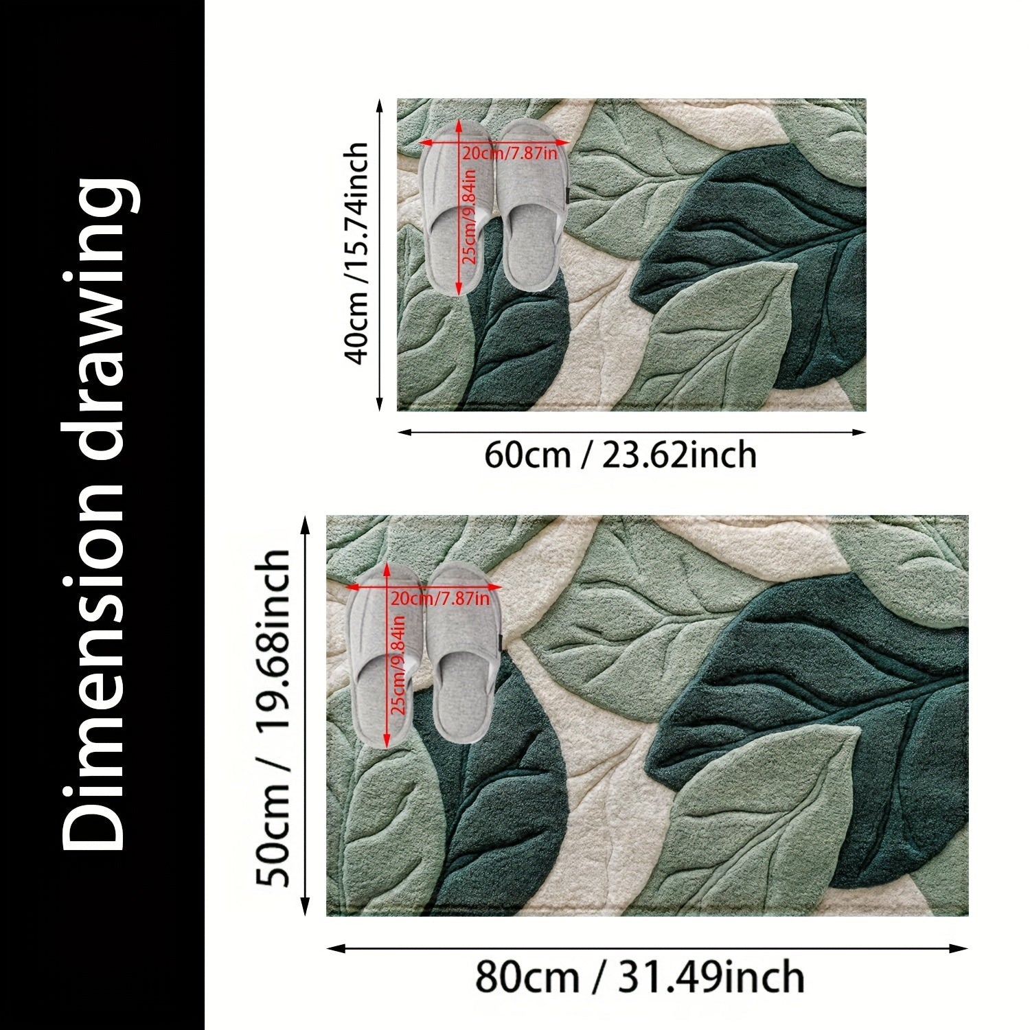 Tapis de Bain Feuilles – Absorbant, Doux et Confortable pour la Salle de Bain
