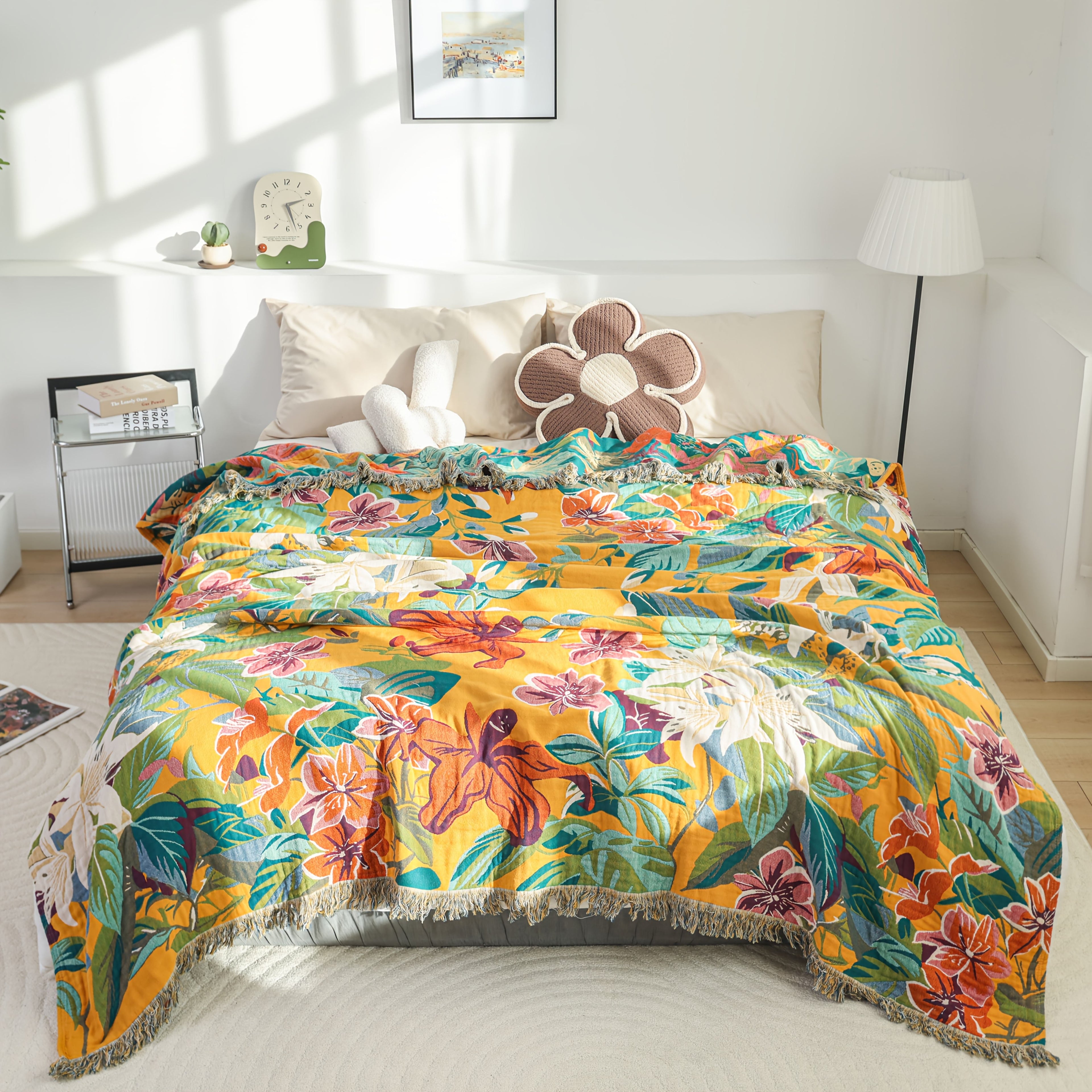 PUREBLOOM – Couverture d'été en coton jacquard respirant pour un sommeil frais et confortable
