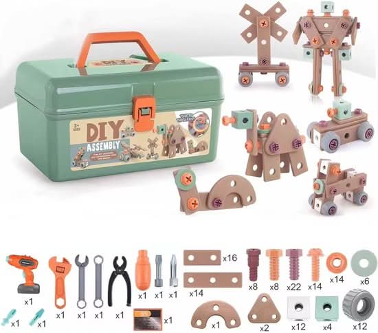 BUILDMASTER – Ensemble d'outils de 100 pièces pour enfants créatifs à partir de 3 ans