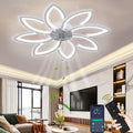 Ventilateur de plafond LED moderne avec motif floral et télécommande