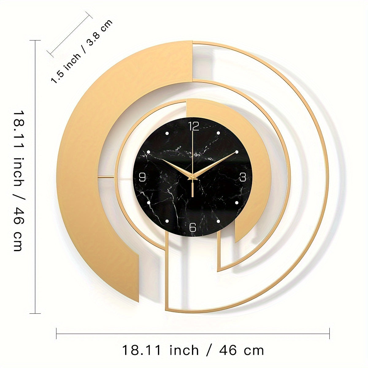 Horloge murale moderne en métal design en verre mouvement silencieux