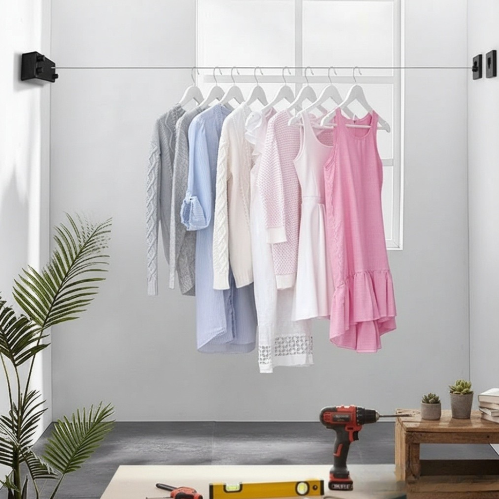 FlexDry™ | Corde à linge extensible – Séchage gain de place à l'intérieur et à l'extérieur