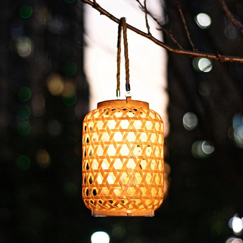 Lampe solaire d'extérieur en bambou
