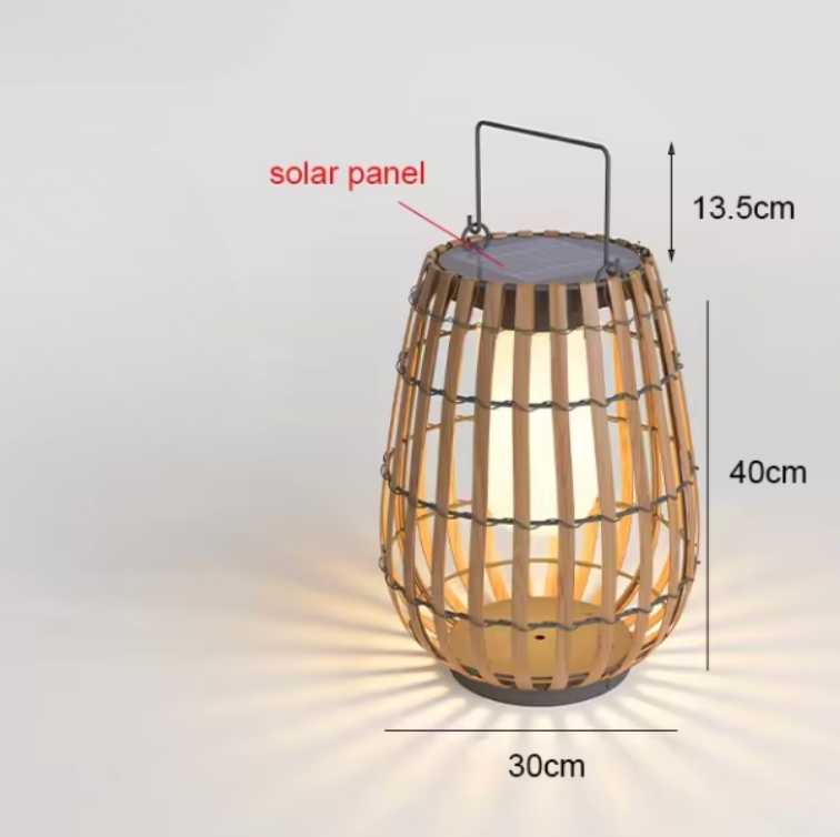 Lampe de sol en rotin solaire d'extérieur | Décoration d'éclairage de patio et de jardin imperméable tissée à la main