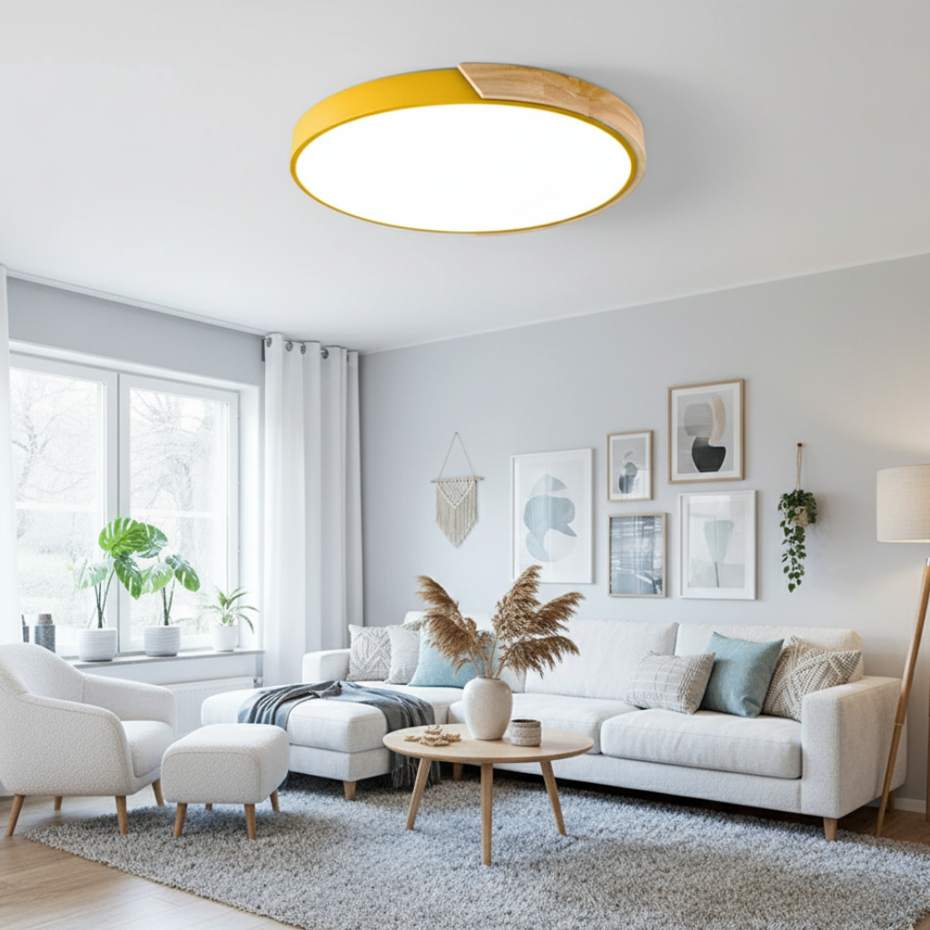 Lumière de plafond encastrée en bois Splice - Design moderne Japandi dimmable