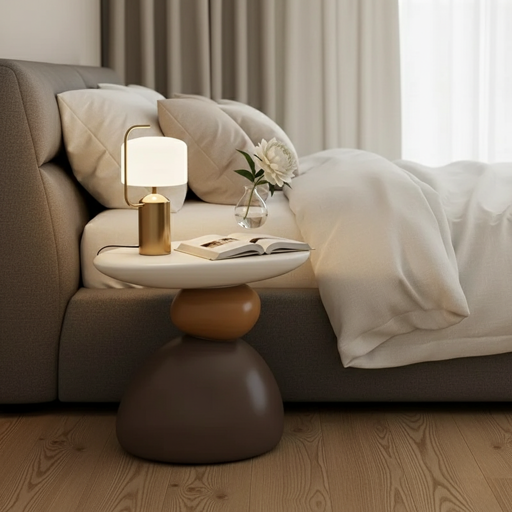 Table d'appoint en pierre moderne minimaliste - Design scandinave pour salon ou chambre