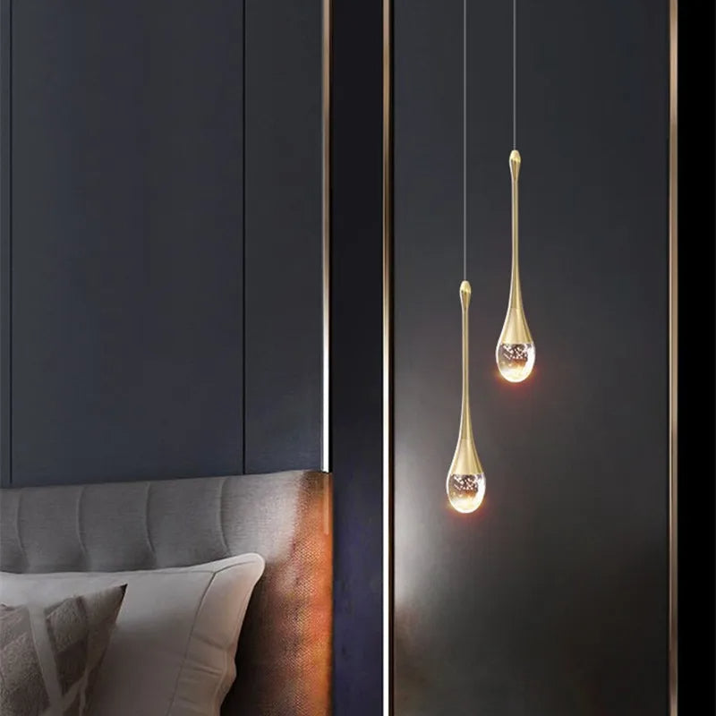 Suspension en verre avec lumière chaude - Vetra