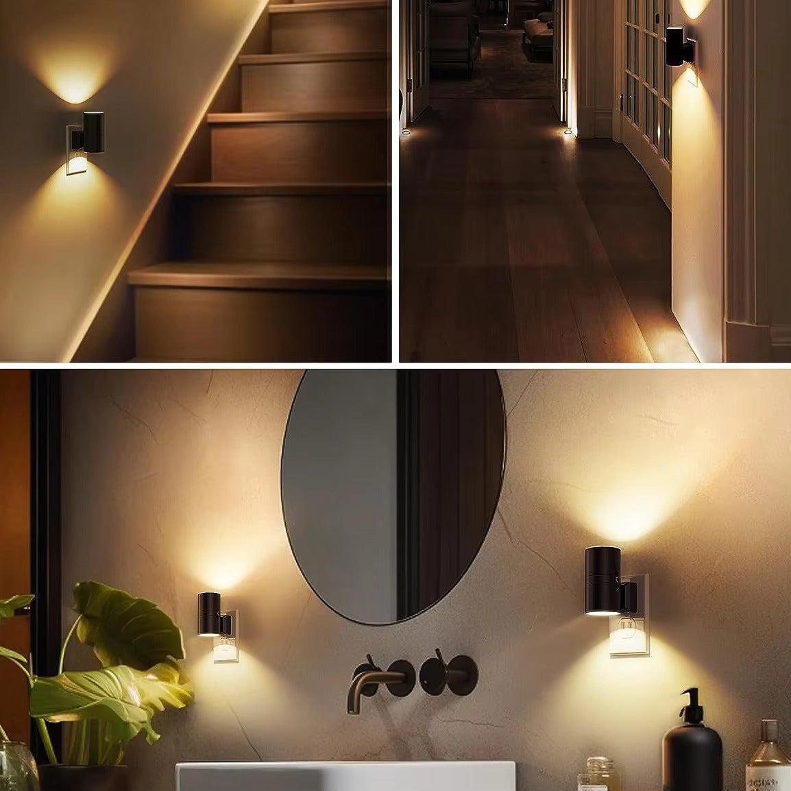 Skanto | Lampe d'Ambiance Nattlys Luksus Plug-In – Lampe Murale LED Dimmer avec Capteur (3000K Lumière Chaude)