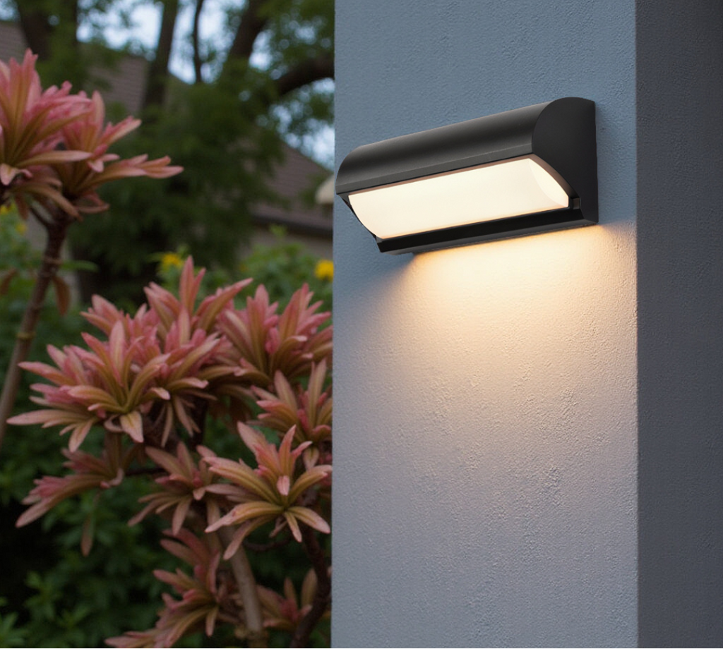 Lampe murale LED extérieure en finition noire