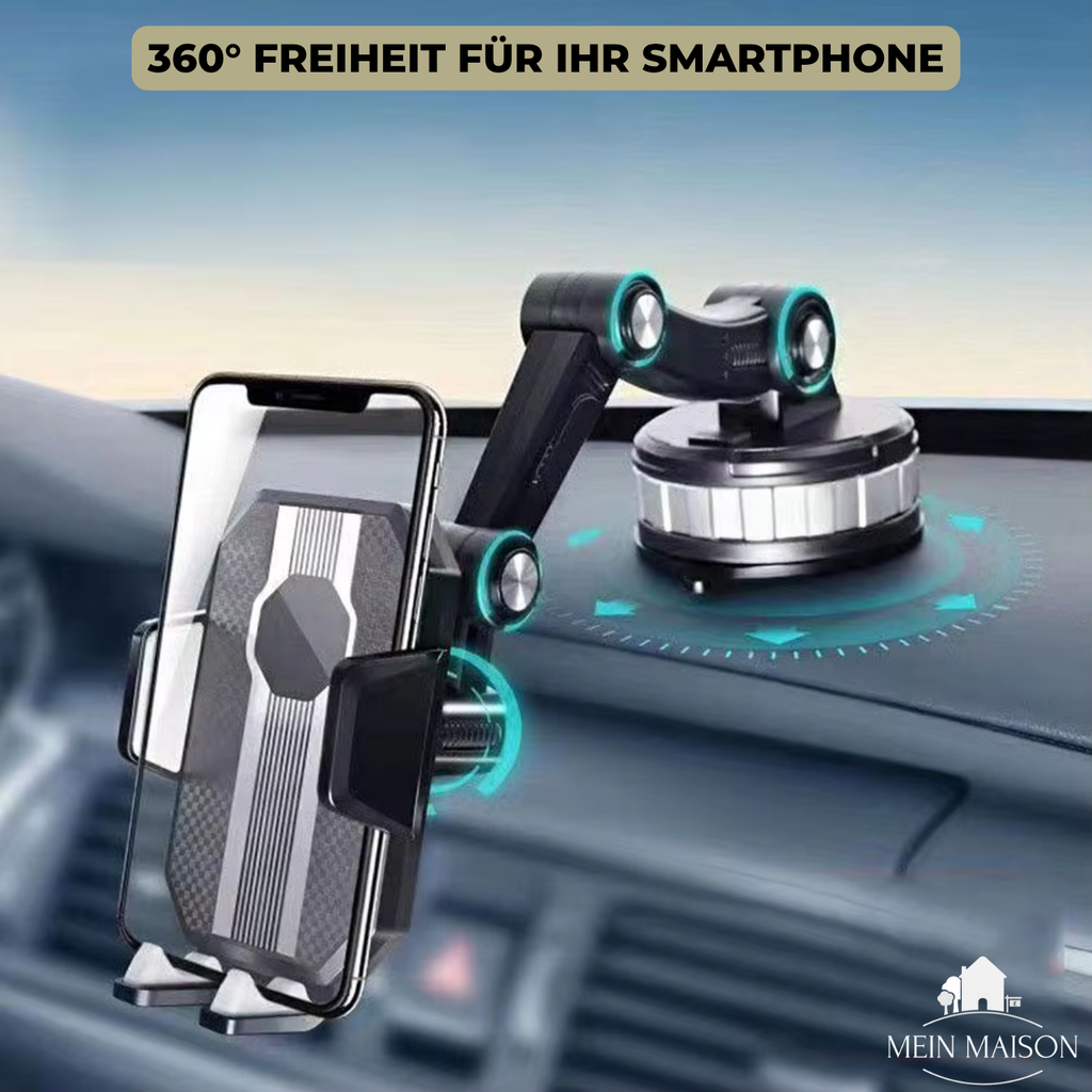 Support de téléphone Auto GripTech | Forte adhérence par ventouse | Rotation à 360° | Utilisation d'une seule main