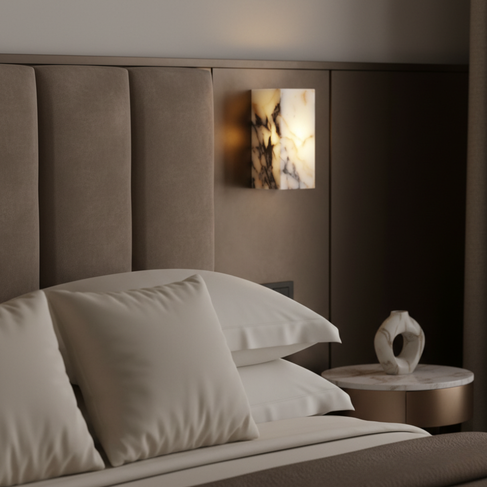 Applique Murale en Marbre Scandinave - Applique en Marbre Naturel avec LED Intégrée