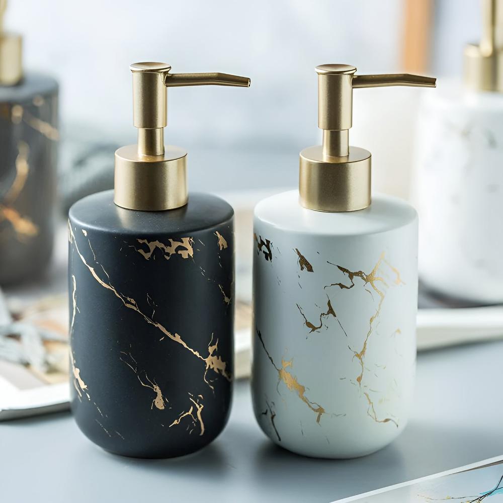 Distributeur de Savon en Marbre Doré Luxe