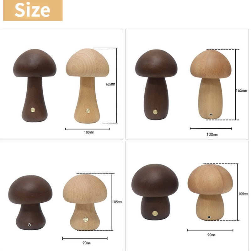 Lampe de table Vintage en bois Champignon