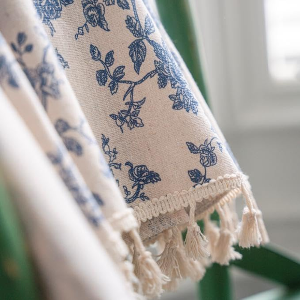 Rideau Floral Blue Rose pour la Maison