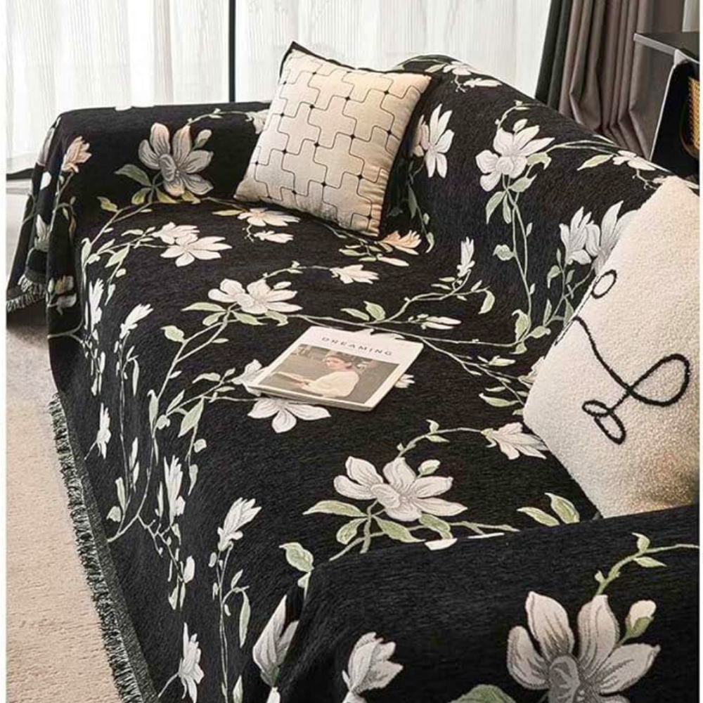 Housse de Canapé Chenille Florale Vintage