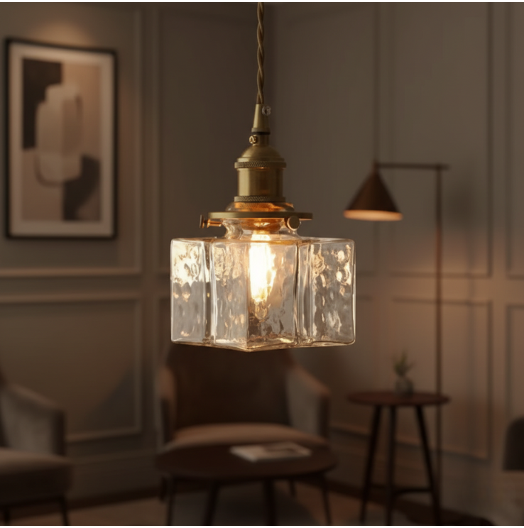 Collection Savoy | Suspension en Verre avec Finition Texturée, Style Vintage pour Éclairage de Cuisine