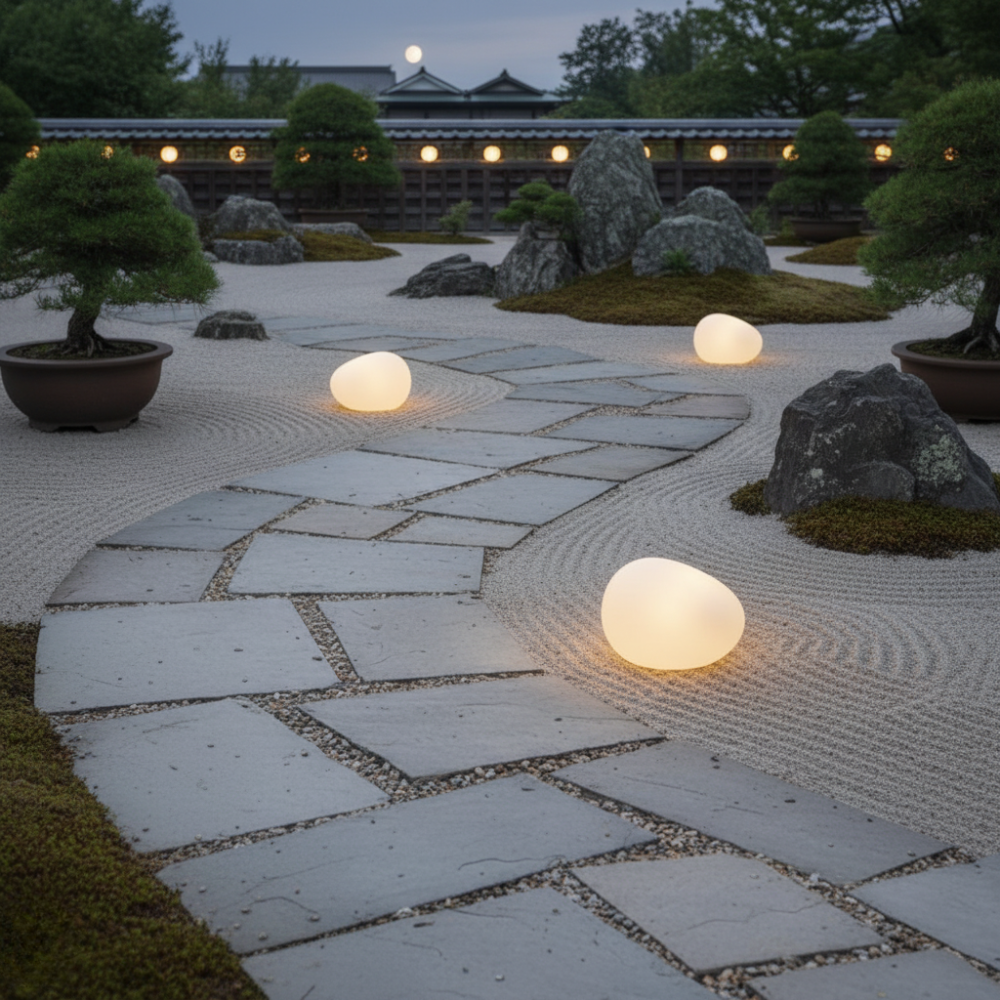 LunaStone | Lumière de Pierre Pebble Solaire d'Extérieur, Lumière LED Étanche pour Chemin de Jardin